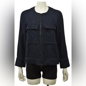 J.Crew Dark Wash Denim Utility Zip Jacket - Size S